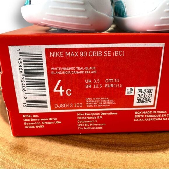 Nike Air Max 90 Crib SE "White Psychic Purple Washed Teal" DJ8043-100 Infant 4C - Picture 7 of 7